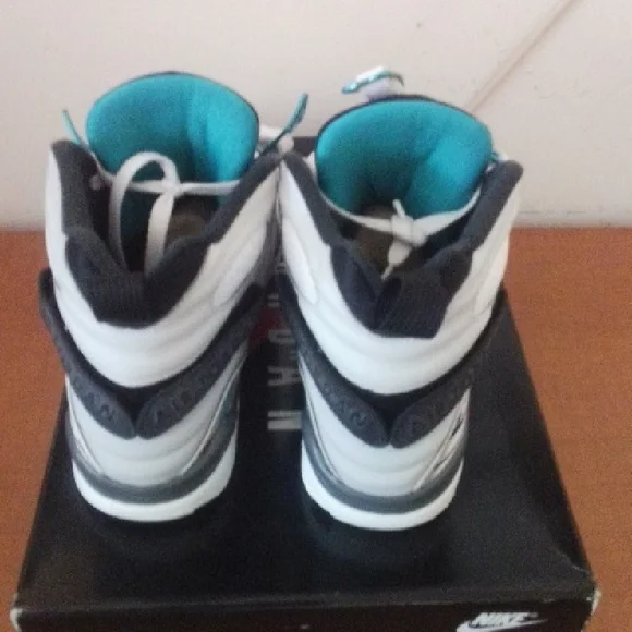 Jordan Kids White and Teal Sneakers - Picture 4 of 7
